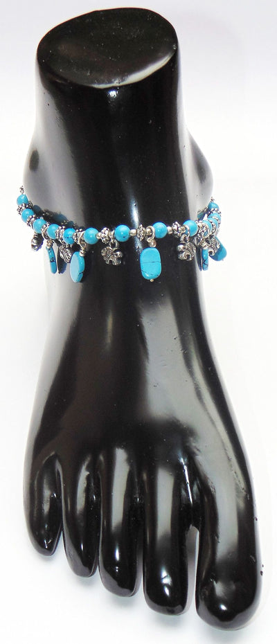 Turquoise Anklet - made up from Turquoise beads - Devshoppe