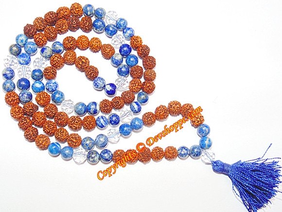 Rudraksha Lapis Lazuli combination mala for Saturn - Devshoppe