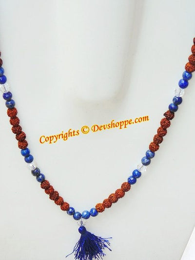 Rudraksha Lapis Lazuli combination mala for Saturn - Devshoppe