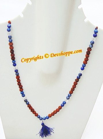 Rudraksha Lapis Lazuli combination mala for Saturn - Devshoppe