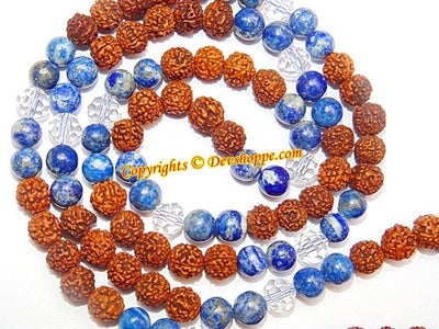 Rudraksha Lapis Lazuli combination mala for Saturn - Devshoppe