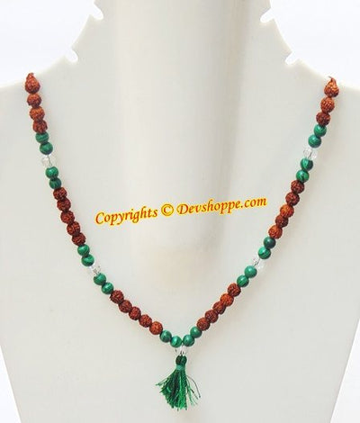 Rudraksha Malachite combination mala for planet Mercury and Venus - Devshoppe