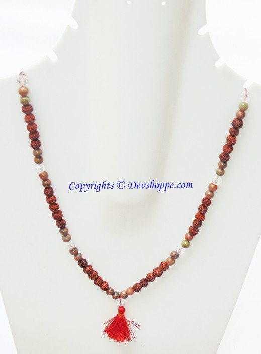 Rudraksha Unakite combination mala for protection and relieve stress - Devshoppe