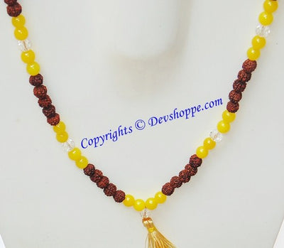 Rudraksha Yellow jade combination mala for Jupiter - Devshoppe