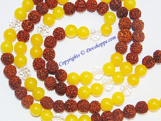 Rudraksha Yellow jade combination mala for Jupiter - Devshoppe