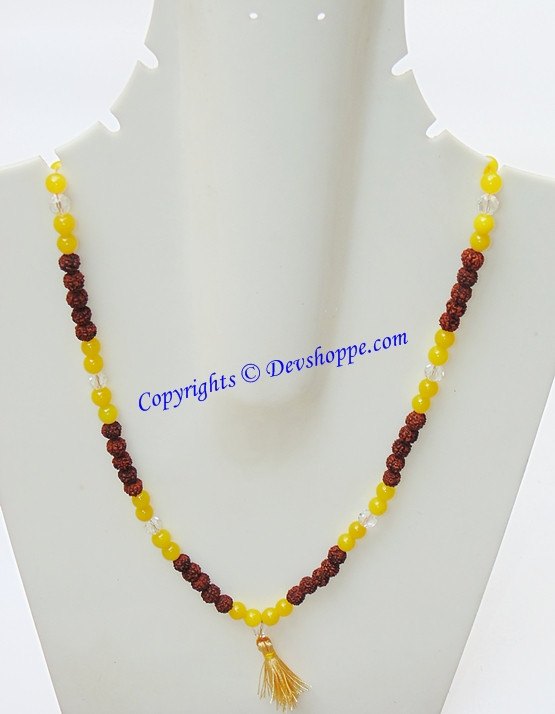 Rudraksha Yellow jade combination mala for Jupiter - Devshoppe