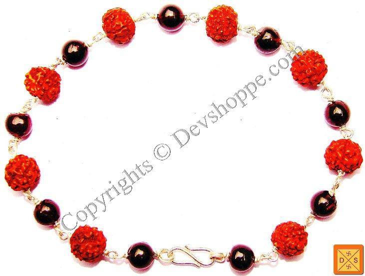 Rudraksha and Garnet Combination Bracelet - Devshoppe