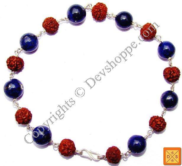 Rudraksha and Lapis Lazuli (Lapiz) Combination Bracelet - Devshoppe