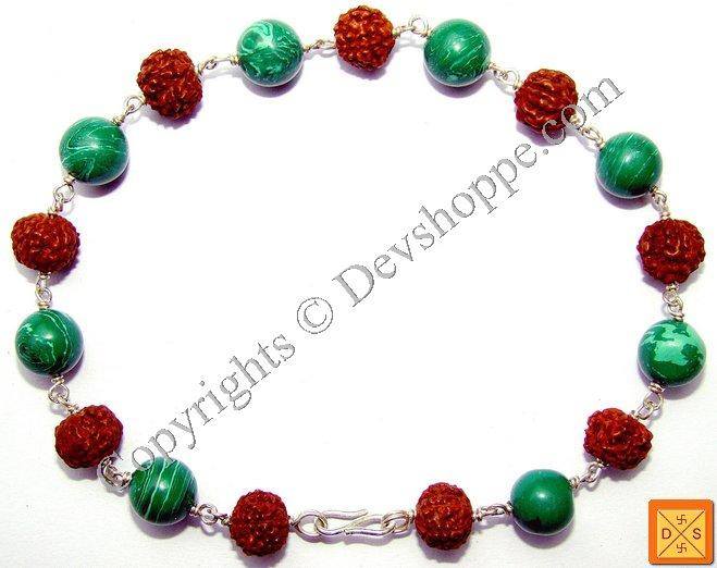 Rudraksha and Malachite Combination Bracelet - Devshoppe