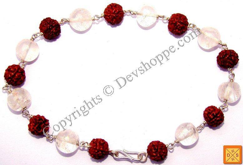 Rudraksha Rose Quartz Combination Bracelet - Devshoppe