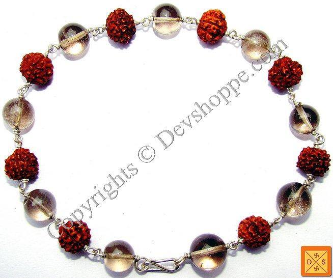 Rudraksha Smokey Quartz Combination Bracelet - Devshoppe