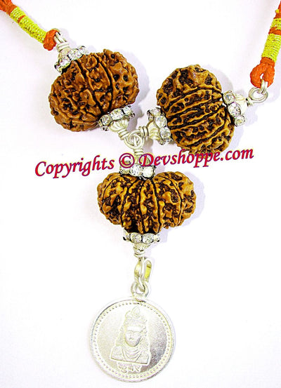 Rudraksha Kuber yantra combination pendant for financial gains and wealth - Devshoppe