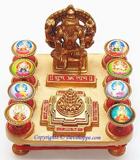 Sri Ashtalakshmi Yantra Chowki with Meru yantra - Devshoppe