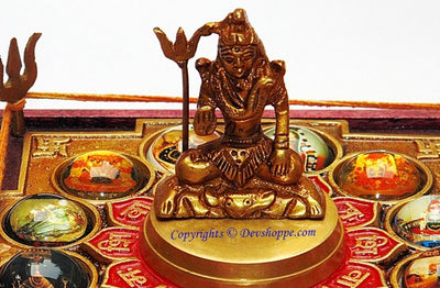 Sampurn 12 Jyotirlinga Chowki with Shiva idol - Devshoppe