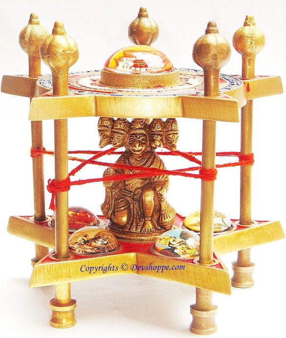 Sri Panchmukhi Hanuman yantra Chowki with Panchmukhi Hanuman idol - Devshoppe