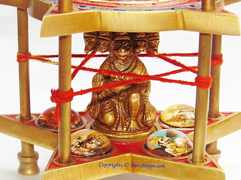 Sri Panchmukhi Hanuman yantra Chowki with Panchmukhi Hanuman idol - Devshoppe