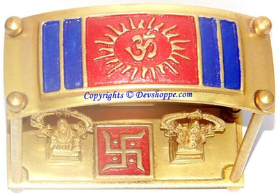 Sri Saubhagya Lakshmi Ganesha Yantra Chowki in brass - Devshoppe